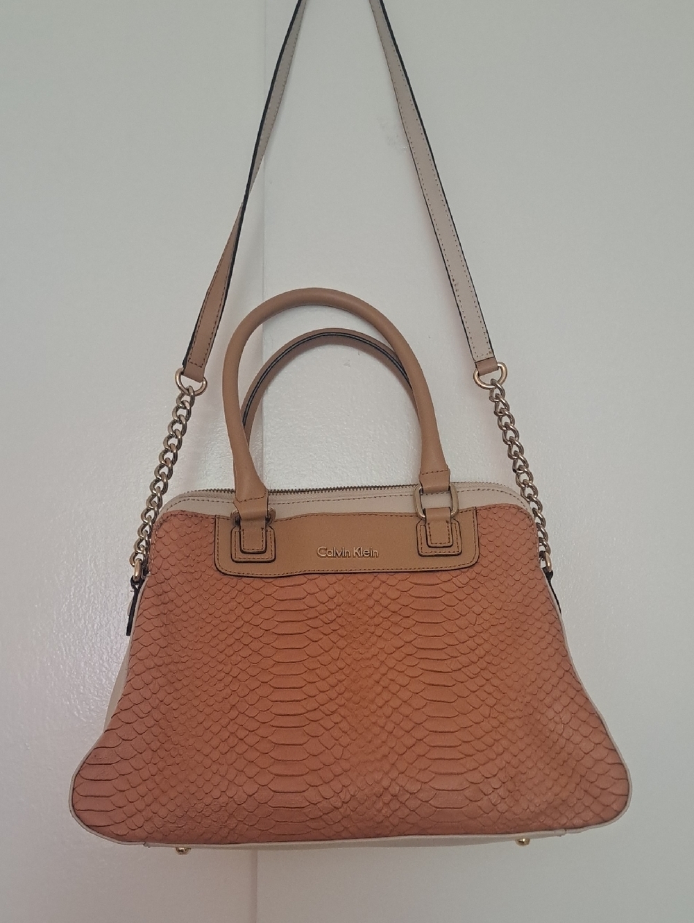 Calvin Klein Textured Brown Shoulder Bag
